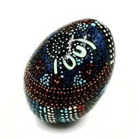 Better World Aboriginal Art Handmade Decorative Lacquered Egg &amp; Stand - Two Sisters Travelling