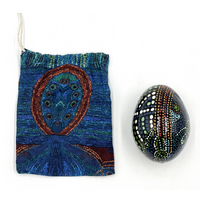 Better World Aboriginal Art Handmade Decorative Lacquered Egg &amp; Stand + Giftbag - Two Sisters Travelling