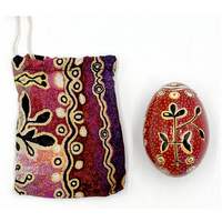 Better World Aboriginal Art Handmade Decorative Lacquered Egg &amp; Stand + Giftbag - Yam and Bush Tomato Dreamings