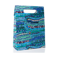 Warlukurlangu Aboriginal Art Paper Gift Bag (29cm) - Two Dogs Dreaming