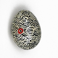 Better World Aboriginal Art Handpainted Decorative Lacquered Egg &amp; Stnd - Strong Women&#39;s Culture