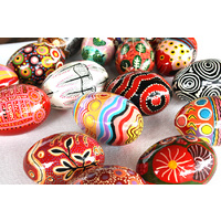 Aboriginal Art Handpainted Decorative Lacquered Egg &amp; Stand
