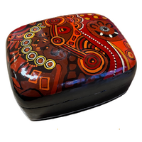 Better World Aboriginal Art Lacquered Large Trinket Box - Hailstorm Dreaming