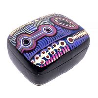 Better World Aboriginal Art Lacquered Large Trinket Box - Two Dogs Dreaming