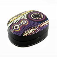 Better World Aboriginal Art Lacquered Medium Box - Two Dogs Dreaming (Purple)