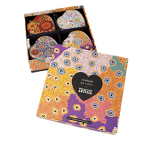Warlukurlangu Aboriginal Art 4 Pack Heart Shaped Tin Giftset