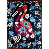 Aboriginal Art Handmade (6'x 4') Rug (Chainstitched) (180cm x 120cm) - Tobwabba Water Hen