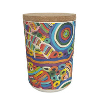 Utopia Aboriginal Art Bamboo Fibre 15cm Cannister (Large) - My Mother&#39;s Country