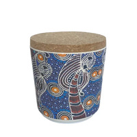 Utopia Aboriginal Art Bamboo Fibre 10cm Cannister (Small) - Dancing Sisters