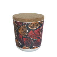 Utopia Aboriginal Art Bamboo Fibre 10cm Cannister (Small) - Gum Blossums