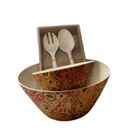 Utopia Aboriginal Art Bamboo Giftset - Salad bowl, Small bowl, Salad Servers - Womens Ceremony