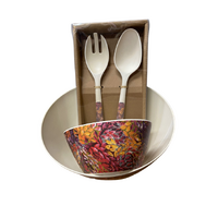 Utopia Aboriginal Art Bamboo Giftset - Salad bowl, Small bowl, Salad Servers - Spinifex