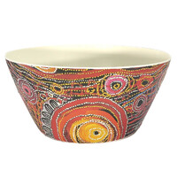Utopia Aboriginal Art Bamboo Salad Bowl - Awelye (Women&#39;s Ceremony)