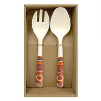 Utopia Aboriginal Art Bamboo Salad Servers - Sunrise of my Mother&#39;s Country 