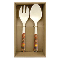 Utopia Aboriginal Art Bamboo Salad Servers - Awelye (Women&#39;s Ceremony)