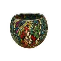 Caroline Numina Aboriginal Art Tealight Candle Holder (11cm) - Bush Medicine Leaves
