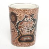 Tobwabba Aboriginal Art Tealight Candle Holder - Kangaroos Fighting 