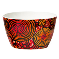 Warlukurlangu Aboriginal Art China Nut Bowl - Emu Dreaming