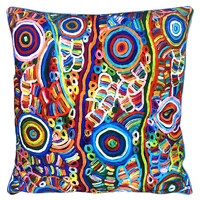 My Country - Utopia Aboriginal Art Waterproof Outdoor Cushion Cover (50cm x 50cm)