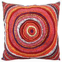 Sunrise on My Mothers Country - Utopia Aboriginal Art Linen Cushion Cover (45cm x 45cm)