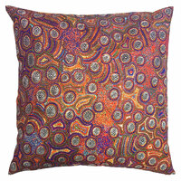 Utopia Aboriginal Art Poly-Linen Cushion Cover (45cm x 45cm) - Wild Orange