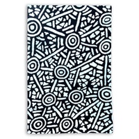 Aboriginal Art Handmade (3&#39;x 2&#39;) Wool Rug (Chainstitched) (91cm x 61cm) - Water Dreaming