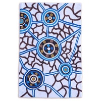 Aboriginal Art Handmade (3&#39;x 2&#39;) Wool Rug (Chainstitched) (91cm x 61cm) - Migration Patterns