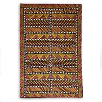 Aboriginal Art Handmade (3&#39;x 2&#39;) Wool Rug (Chainstitched) (91cm x 61cm) - Jilamara