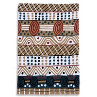 Aboriginal Art Handmade (3&#39;x 2&#39;) Wool Rug (Chainstitched) (91cm x 61cm) - Jilamara [2]