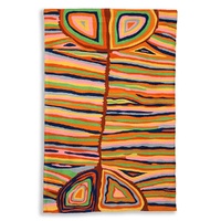 Aboriginal Art Handmade (3&#39;x 2&#39;) Wool Rug (Chainstitched) (91cm x 61cm) - Mina Mina