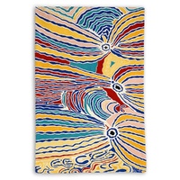 Aboriginal Art Handmade (3&#39;x 2&#39;) Wool Rug (Chainstitched) (91cm x 61cm) - Wakirlpirri [Dogwood Tree]