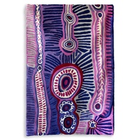 Aboriginal Art Handmade (3&#39;x 2&#39;) Wool Rug (Chainstitched) (91cm x 61cm) - Two Dogs Dreaming