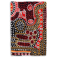 Aboriginal Art Handmade (3&#39;x 2&#39;) Wool Rug (Chainstitched) (91cm x 61cm) - Two Women Camping