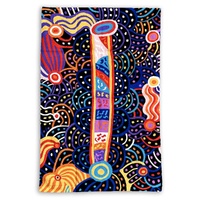 Aboriginal Art Handmade (3&#39;x 2&#39;) Wool Rug (Chainstitched) (91cm x 61cm) - Seve