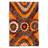Aboriginal Art Handmade (3&#39;x 2&#39;) Wool Rug (Chainstitched) (91cm x 61cm) - The Kulama Ceremony