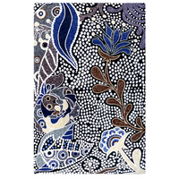 Aboriginal Art Handmade (6'x 4') Wool Rug (Chainstitched) (183cm x 122cm) - Land Meets the Sea