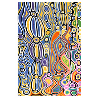 Aboriginal Art Handmade (6'x 4') Wool Rug (Chainstitched) (183cm x 122cm) - Mina Mina Dreaming