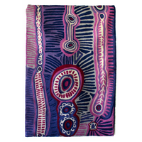Aboriginal Art Handmade (6&#39;x 4&#39;) Wool Rug (Chainstitched) (183cm x 122cm) - Two Dogs Dreaming (Purple)