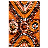 Aboriginal Art Handmade (6'x 4') Wool Rug (Chainstitched) (183cm x 122cm) - Kulama Ceremony