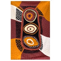 Aboriginal Art Handmade (6'x 4') Wool Rug (Chainstitched) (183cm x 122cm) - Kulama Ceremony