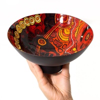 Better World Aboriginal Art - Powder Coated Large Bowl - Hailstorm Dreaming