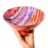 Better World Aboriginal Art - Powder Coated Large Bowl - Two Dogs Dreaming