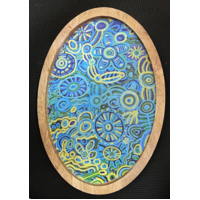 Better World Aboriginal Art Timber Resin Oval Platter - Ngarrindjeri Country