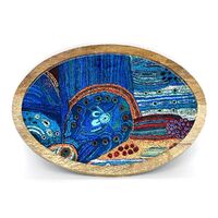 Better World Aboriginal Art Timber Resin Oval Platter - Two Sisters