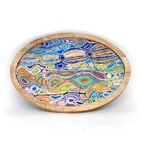 Better World Aboriginal Art Timber Resin Oval Platter - Mina Mina Dreaming