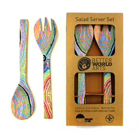 Better World Aboriginal Art Wooden/Resin Salad Server Set (2pce) - Dogwood Tree Dreaming