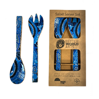 Better World Aboriginal Art Wooden/Resin Salad Server Set (2pce) - Pikilyi Jukurrpa