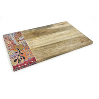 Better World Aboriginal Art Timber Resin Serving Board - Yam and Bush Tomato Dreaming