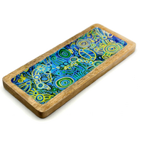 Better World Aboriginal Art Wooden Tray (31cm x 13cm)  - My Ngarrindjeri Country Dreaming