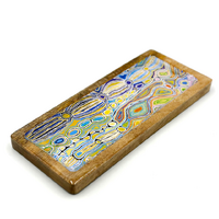Better World Aboriginal Art Wooden Tray (31cm x 13cm)  - Mina Mina Jukurrpa